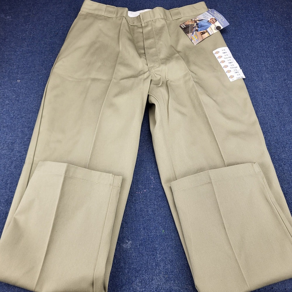 Dickies Womens Workwear Plain Front Pants Khaki 974KH Made in USA NWT 16 RG